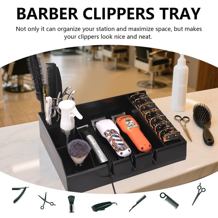BarberTop Barber Clippers Tray Station Hair Trimmer Holder Multifunctional Razors Case Stylist Hairdressing Combs Clips Scissors Holder(12.87" X 8.9") - Image 2